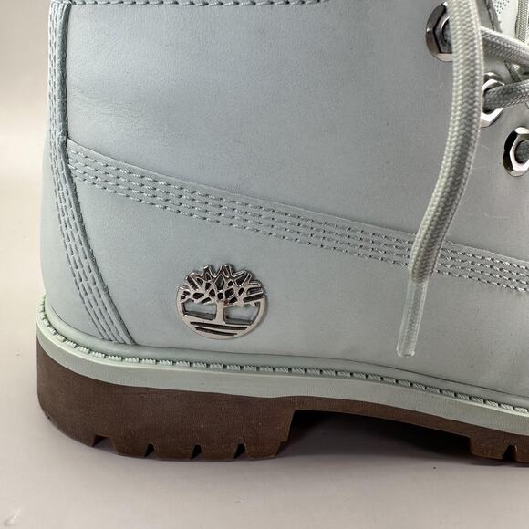 Timberland Boots Big Kids Size 3.5 Mint Green 6 Inch Premium Leather Lug Sole - Picture 3 of 10